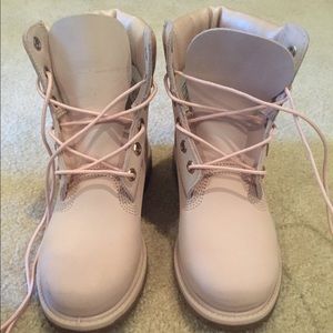 Pink with Rose gold Timberlands size 7